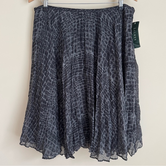 NWT Lauren Ralph Lauren Silk Skirt Animal Alligator Snake Print Size 12 - Picture 1 of 8